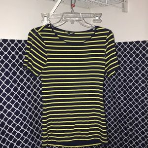 yellow/green and blue striped cable & gauge top